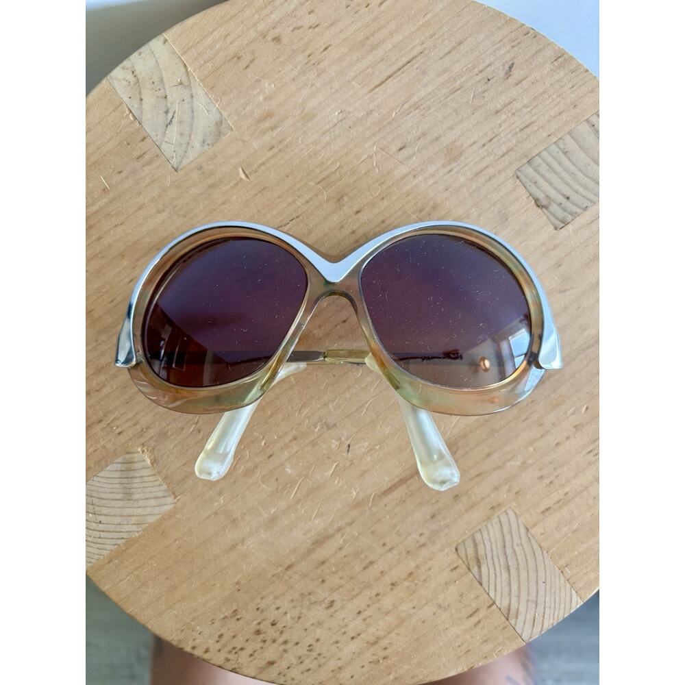 NOS Vintage (‘70s) Neostyle Sun-Art Sunglasses in Clear light blue with peach - Picture 3 of 8